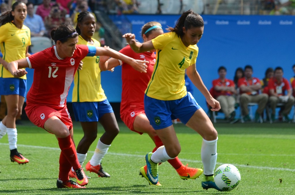 Canadá vence o Brasil por 2 a 1 e fica com a medalha de bronze no futebol feminino dos Jogos Olímpicos, na Arena Corinthians - Foto: Rovena Rosa/Agência Brasil