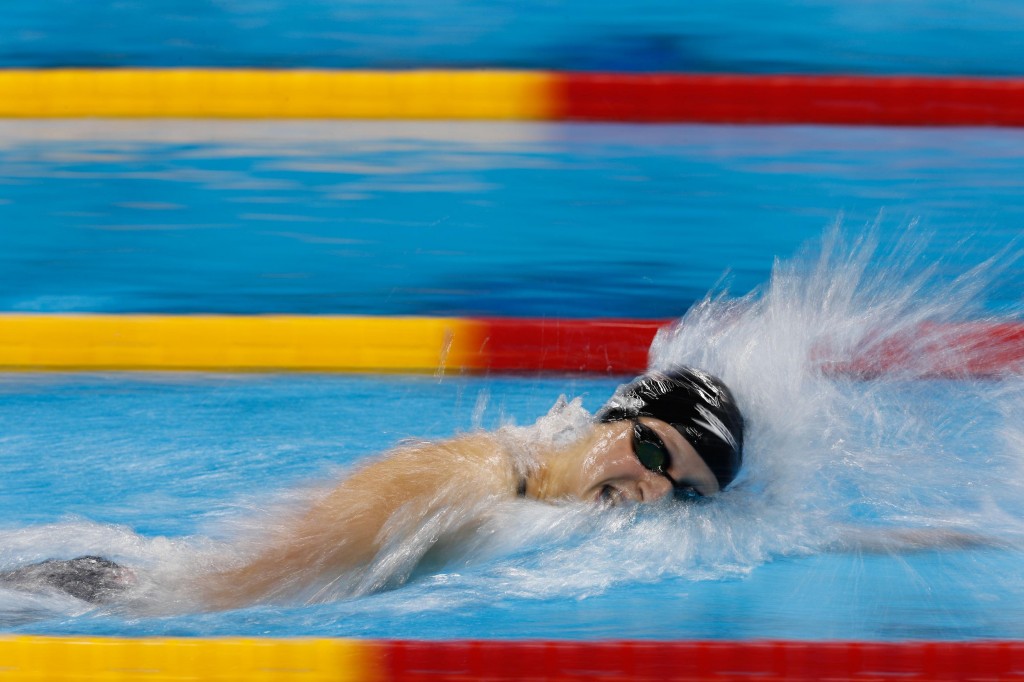 Nadadora norte-americana Katie Ledecky fez o segundo melhor tempo nas semifinais dos 200m livre dos Jogos Olímpicos Rio 2016 - Foto: Fernando Frazão/Agência Brasil