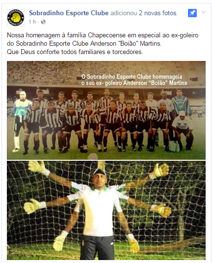 Página do Facebook do Sobradinho fez homenagem - Foto: Reprodução